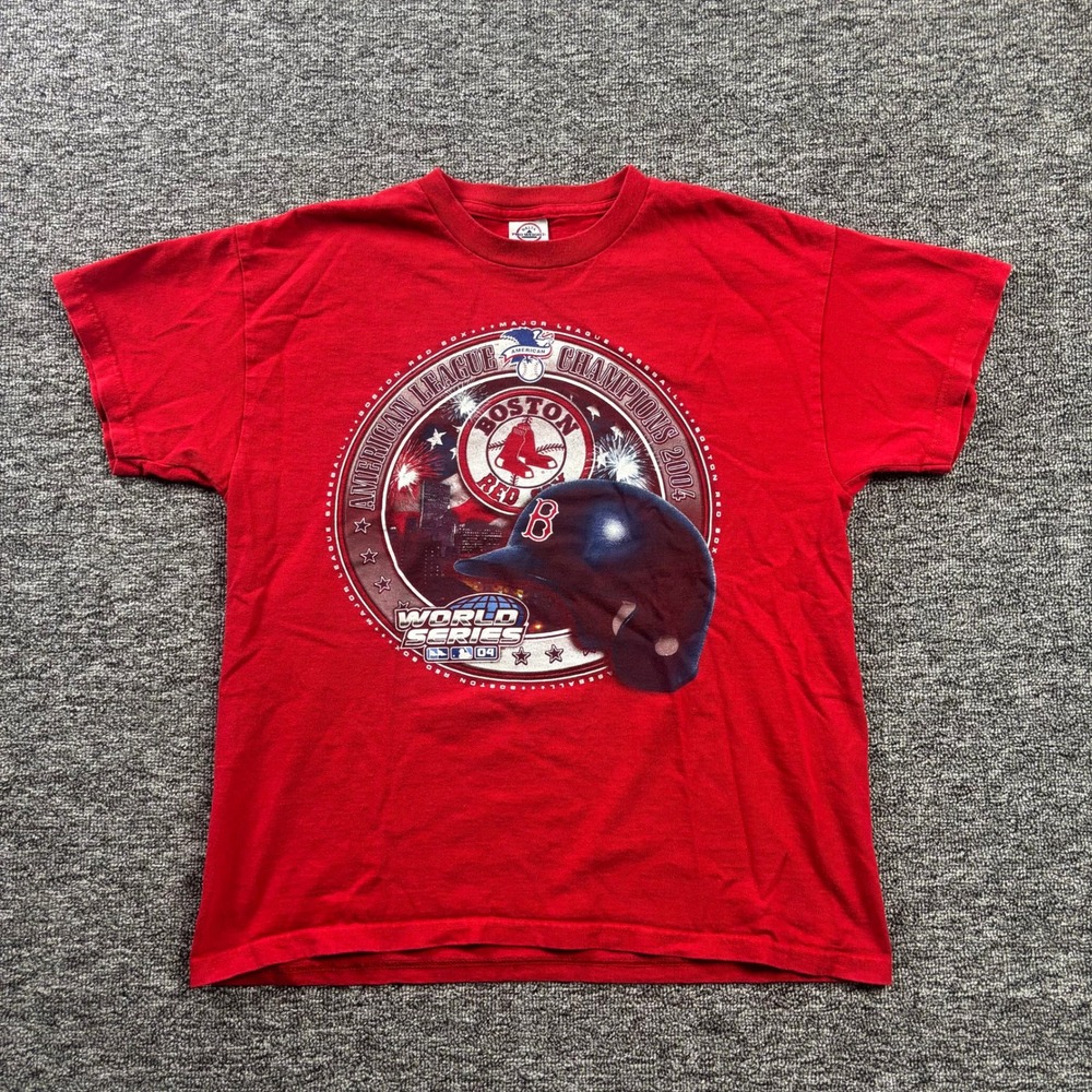 Y2K 2004 Delta Pro Weight Boston Red Sox World Series Red T-Shirt Youth XL